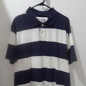 Old navy blue and white collared 3 button short sl